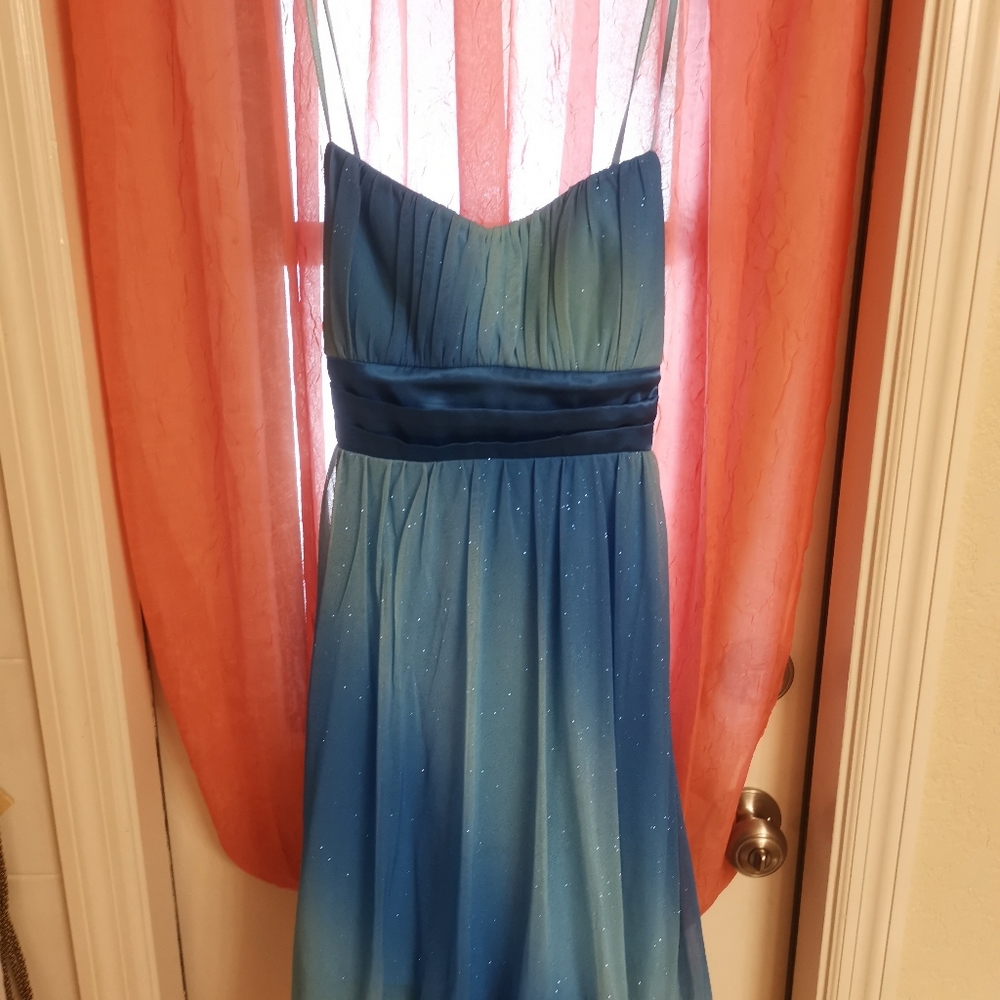 Juniors Blue Sparkle Prom Dress